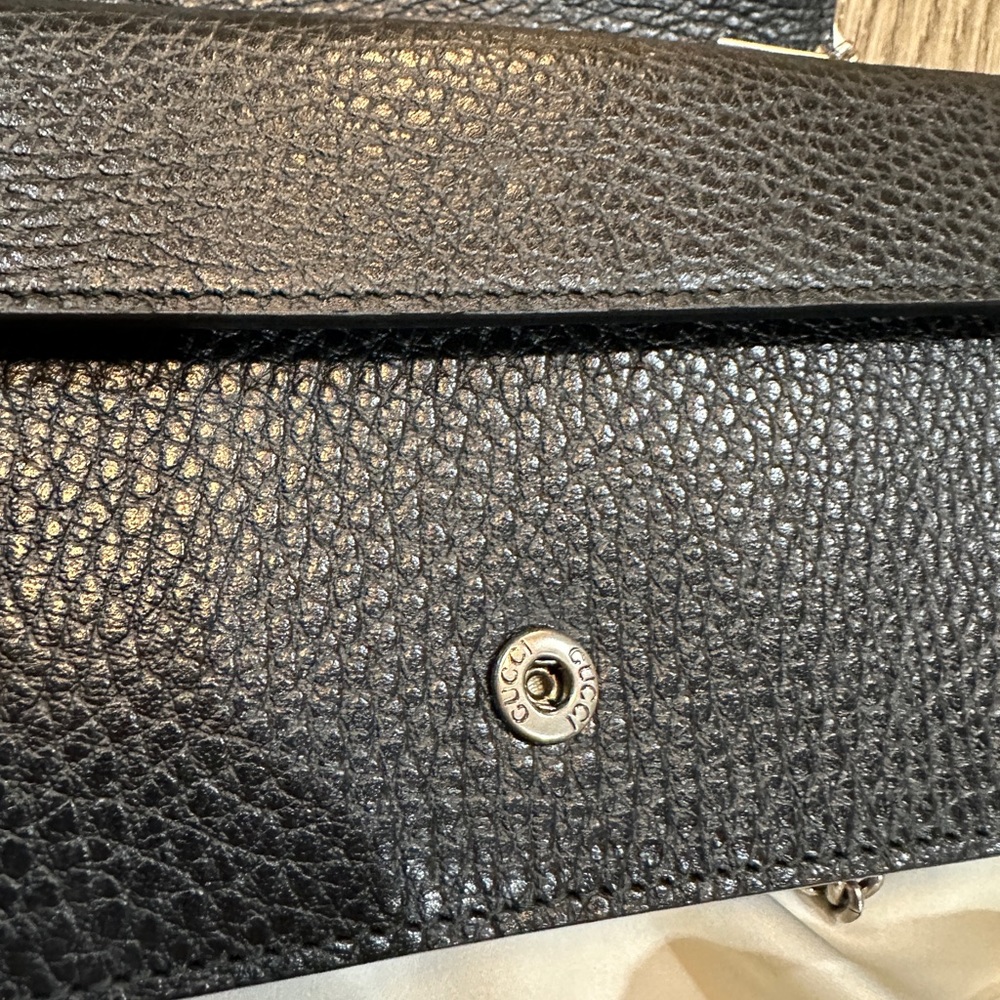 100% AUTH GUCCI Dionysus super mini textured calf leather shoulder bag black - Picture 5 of 15